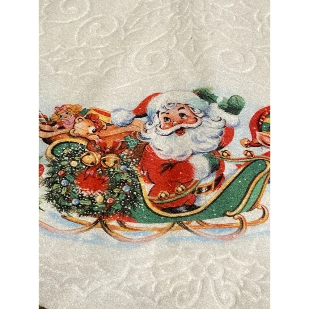 Rennoc Joyce Garofalo Felt Christmas Tree Skirt 35” Santa’s Toy Factory Vintage